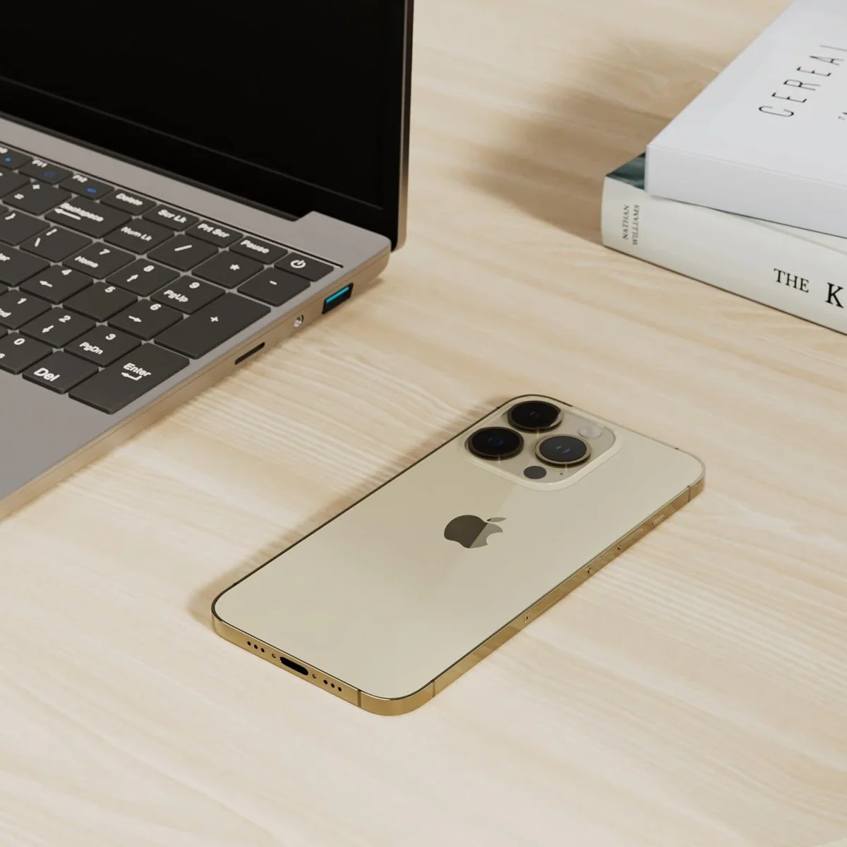 iPhone 14 Pro On the Desk - Gold